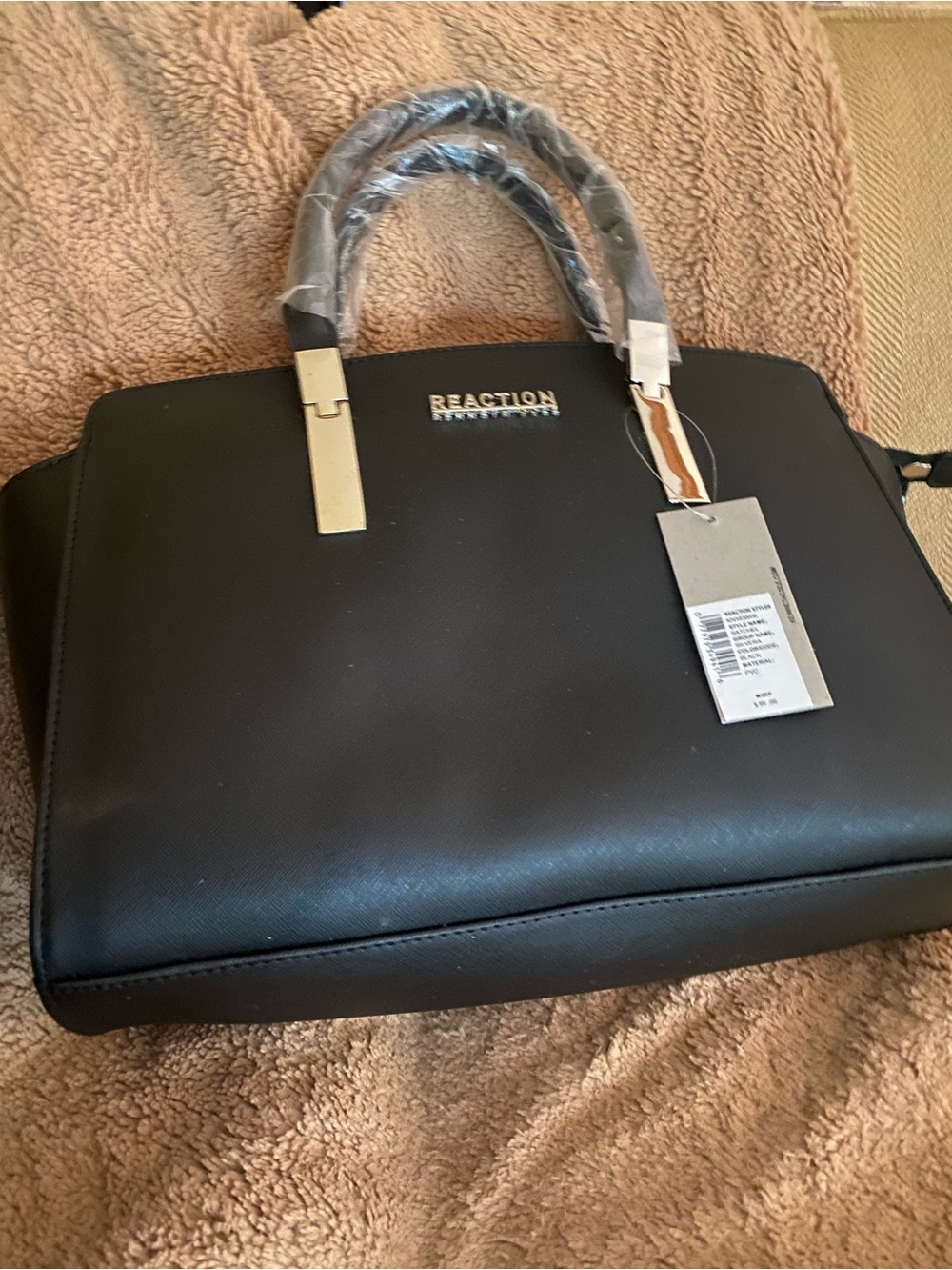 Kenneth Cole Reaction Black Satchel with Gold Accents